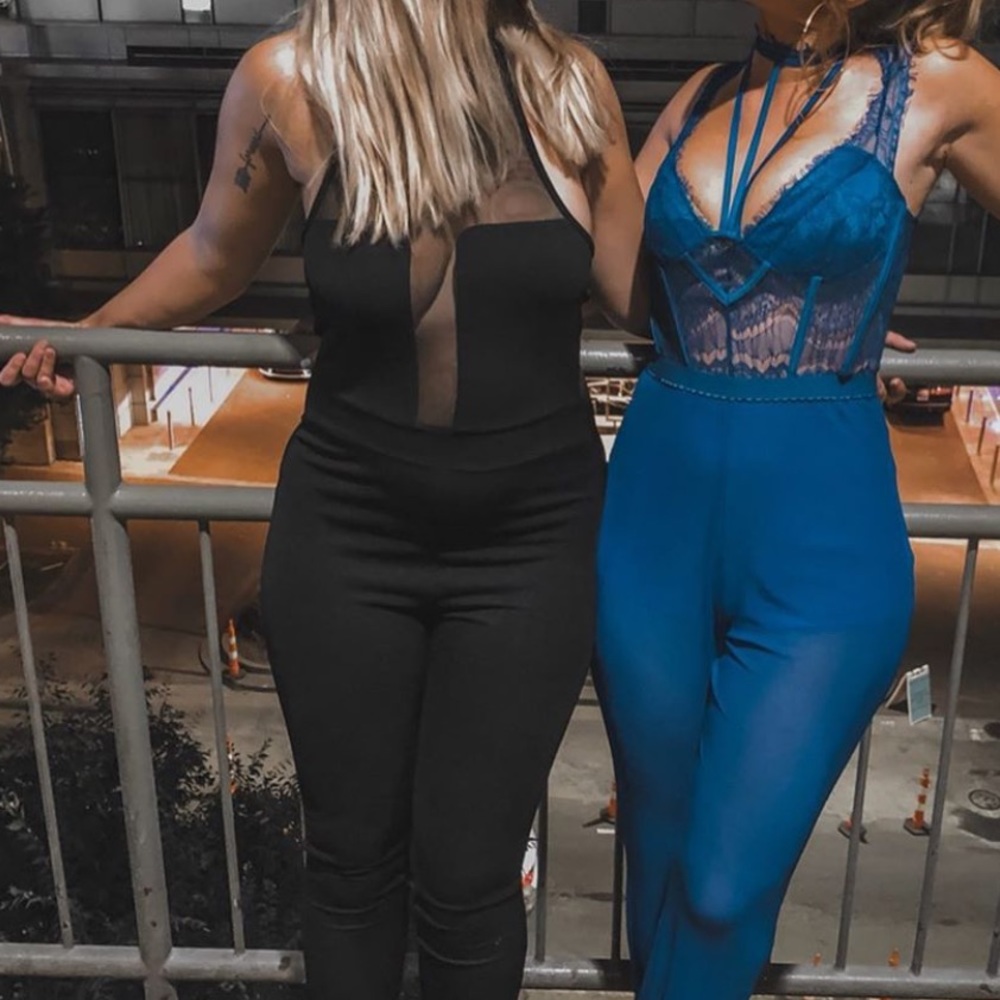 Halter Neck Mesh Jumpsuit